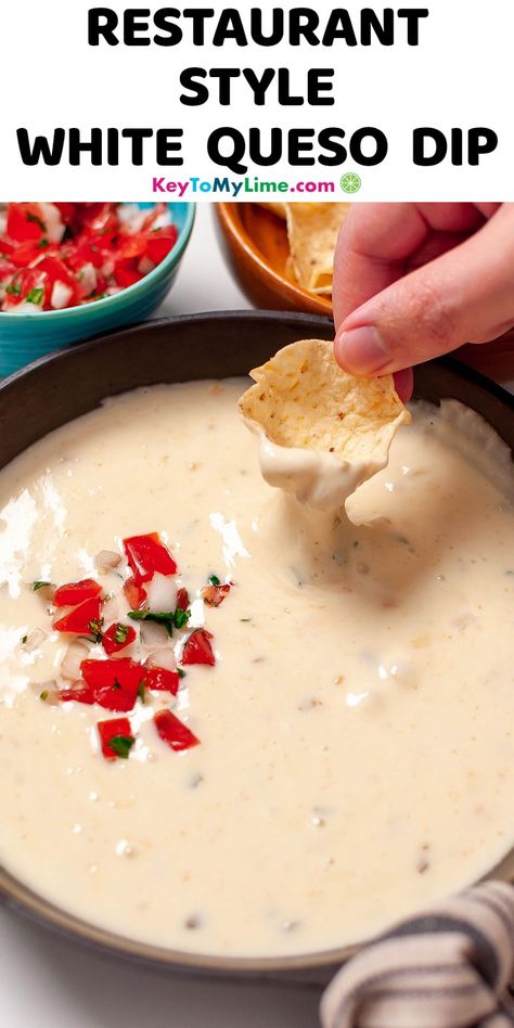 Restaurant Style White Queso Dip, Best White Queso Dip, Queso Dip Mexican, Diy Dressings, Crockpot Queso, Spicy Queso Dip, Queso Dip Crockpot, White Queso Dip Recipe, Queso Blanco Recipe