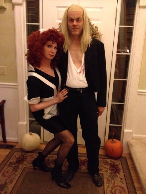 Great couples Halloween costume. The Rocky Horror Picture Show.....Riff Raff and Magenta Riff Raff And Magenta Costume, Rocky Horror Couple Costume, Rocky Horror Picture Show Riff Raff, Ricky Horror Picture Show, Rocky Horror Picture Show Costume Diy, Magenta Rocky Horror Makeup, Rocky Horror Costume Ideas, Magenta Costume Rocky Horror, Riff Raff Costume