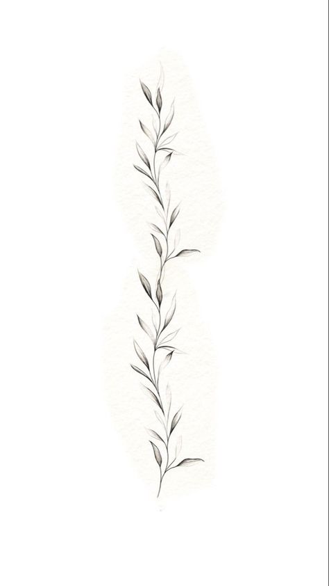 Minimal Vine Tattoo Arm, Leaf Spinal Tattoo, Tattoo Ideas Female Leaves, Fine Vine Tattoo, Leaves Band Tattoo, Willow Branch Spine Tattoo, Dainty Vines Tattoo, Fine Line Vine Spine Tattoo, Greenery Spine Tattoo