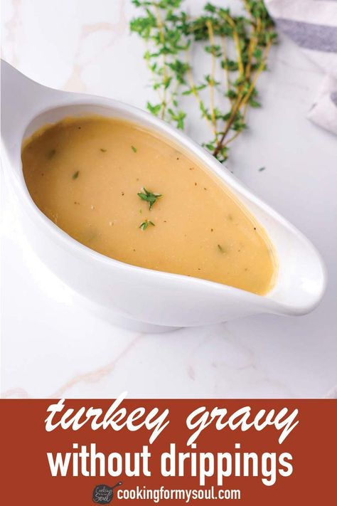 Turkey Gravy without Drippings! You can make turkey gravy without drippings for your next Thanksgiving dinner. It's super easy and make-ahead friendly. The best gravy with no drippings! Thanksgiving Gravy Without Drippings, Turkey Gravy Recipe Without Drippings, Gravy Recipe Without Drippings, Turkey Gravy Without Drippings, Gravy Without Drippings, Make Ahead Gravy, Turkey Gravy Recipe Easy, Make Ahead Turkey Gravy, Best Turkey Gravy