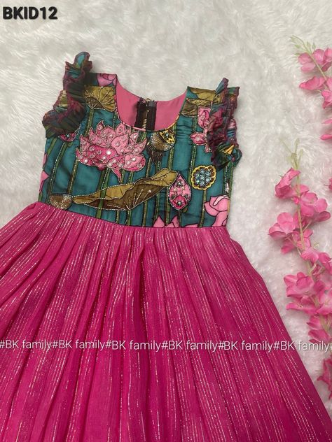 Pink Georgette Dress, Traditional Baby Dresses, Long Frocks For Kids, Frock Models, Ruffles Sleeves, Frocks For Kids, Kids Party Wear Dresses, Kids Dress Collection