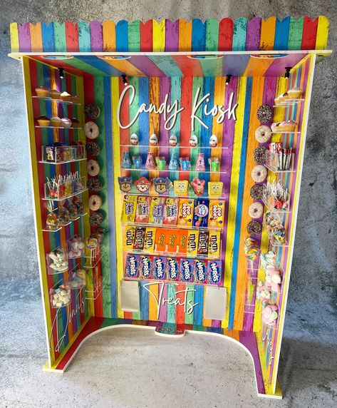 LED Candy Cart LED Candy Kiosk 5.5ft kids size, Sweet Cart, Sweet Kiosk, Candy Display, Kids Candy Kiosk Sweet Display Candy Carts Ideas Display, Trunk Show Display, Candy Photo Booth, Candy Station Ideas, Candy Kiosk, Candy Shack, Kids Store Display, Candy Store Display, Sweet Cart