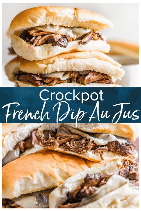 Crockpot French Dip, Roast Beef Au Jus, French Dip Recipe, French Dip Au Jus, French Dip Sandwich Recipe, French Dip Sandwich Crockpot, Sandwich Recipe Videos, French Dip Recipes, Beef Au Jus