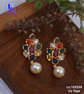 Navaratna Mangalsutra, Navaratna Ring For Women, Navaratan Earrings, Navaratna Jewellery, Selling Earrings, Antique Gold Earrings, Black Beads Mangalsutra Design, Gold Earrings Models, Ruby Earrings Studs