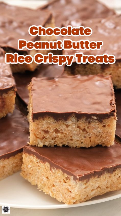 Peanut Butter And Chocolate Rice Crispy Treats, Rice Crispy Treats Recipe Peanut Butter, Chocolate Crunch Bars Rice Krispies, Peanut Butter Rice Crispy Squares, Rice Crispy Treats Peanut Butter Chocolate, Chocolate Peanut Butter Rice Crispy, Rice Crispy Peanut Butter Chocolate Bars, Chocolate Peanut Butter Rice Crispy Treats, Rice Crispy Bars With Chocolate