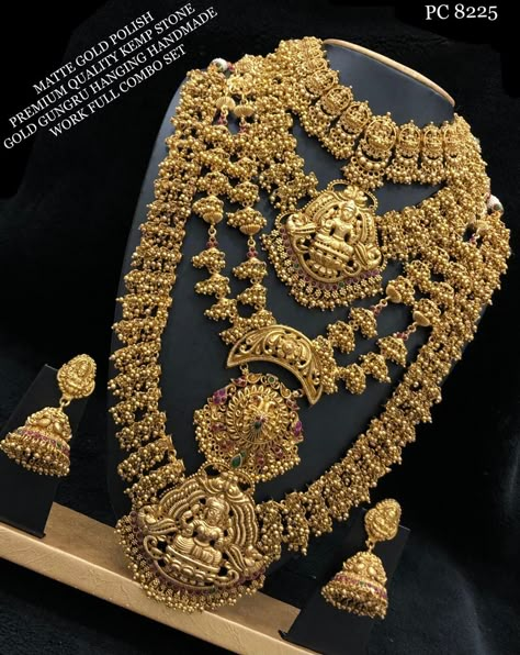 Full Bridal Jewellery Set, South Indian Necklace, Frozen Jewelry, Jewellery Creative, Indian Bride Saree, Marriage Jewellery, Gold Video, South Indian Bride Saree, Bride Saree