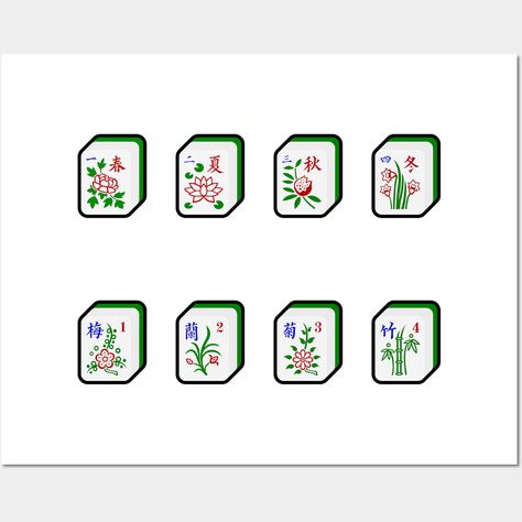 Best gift for Mahjong Fans. These are two sets of bonus tiles: flowers and seasons. -- Choose from our vast selection of art prints and posters to match with your desired size to make the perfect print or poster. Pick your favorite: Movies, TV Shows, Art, and so much more! Available in mini, small, medium, large, and extra-large depending on the design. For men, women, and children. Perfect for decoration. Mahjong Tattoo, Sticker Wall, Body Mods, Best Gift, Wall Stickers, Extra Large, Best Gifts, Print Design, Favorite Movies