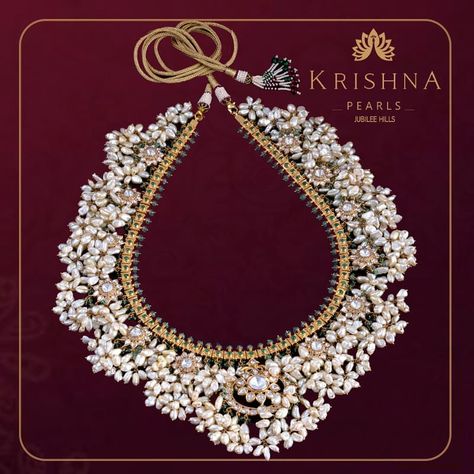 Krishna pearls shared a post on Instagram: “Traditionaly named #Guttapusalu #necklace inspired by the floral patterns in the #Uncut…” • Follow their account to see 643 posts. Guttapusalu Necklace, Hyderabadi Jewelry, Gutta Pusalu, Bridal Diamond Necklace, Temple Jewelry Necklace, Gold Pearl Jewelry, Designers Jewelry Collection, Diamond Bracelet Design, Diamond Wedding Jewelry