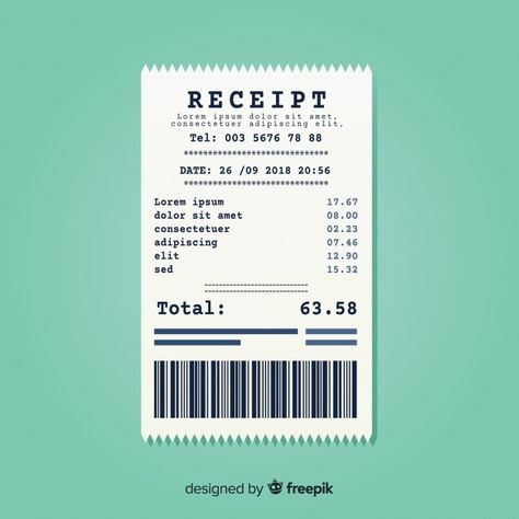 Modern flat payment receipt | Free Vector #Freepik #freevector #business #money #paper #shopping Bill Design Ideas, Receipt Design Ideas, Receipt Illustration, Aesthetic Receipt, Receipt Aesthetic, Reciepts Design, Shopping Receipt, Money Receipt, Receipt Design