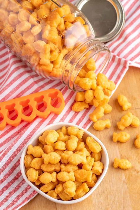 Goldfish Recipe Snacks, Gluten Free Goldfish Crackers Recipe, Goldfish Cracker Recipe, Dairy Free Goldfish Crackers, Gold Fish Cracker Snacks, Homemade Gold Fish Recipe, Keto Goldfish Crackers, Gold Fish Recipe, Homemade Fish Crackers