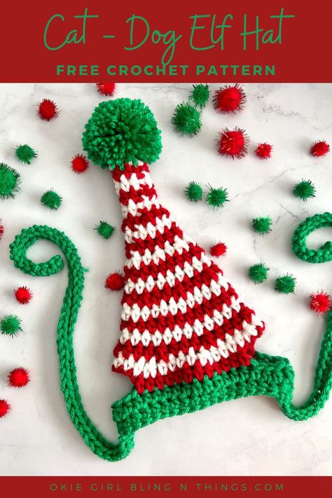 Crochet Christmas Hat For Cat, Crochet Santa Hat For Cat, Crochet Christmas Cat Hat Free Pattern, Cat Christmas Collar Crochet, Christmas Crochet Dog Sweater, Santa Hat For Cats Crochet, Dog Santa Hat Crochet Pattern, Crochet Wizard Hat For Cat Free Pattern, Crochet Hat For Small Dog