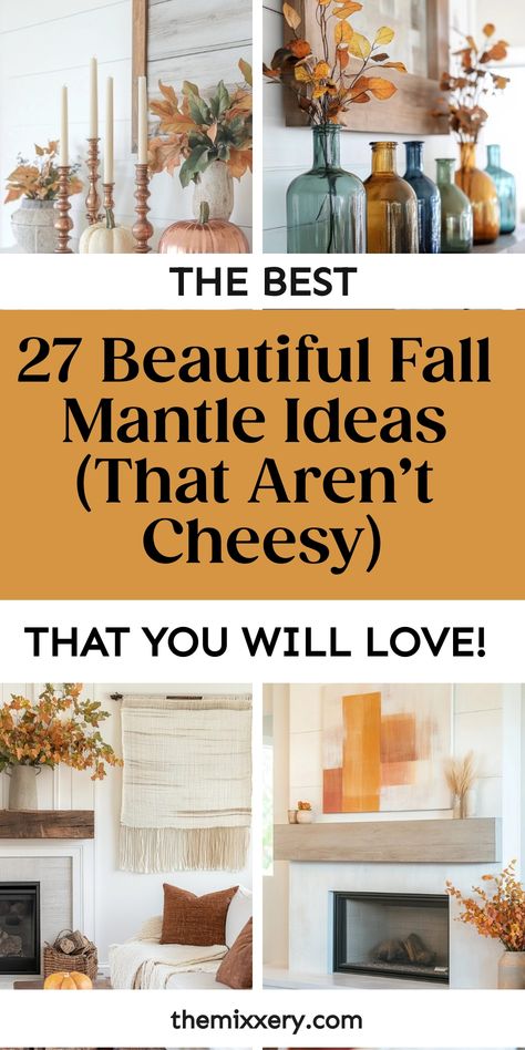 The best 27 beautiful fall mantle ideas with autumn decorations. Fall Mantels Mantles Decor, Easy Mantle Decor, Simple Fall Mantle Decor, Fall Mantle Ideas, Simple Fall Mantle, Simple Mantle, Fall Fireplace Mantel, Traditional Fall Decor, Elegant Fall Decor