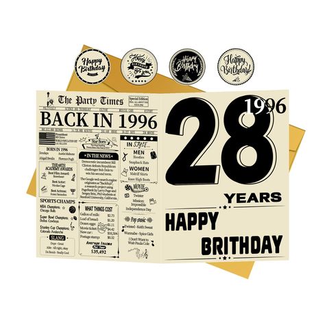 PRICES MAY VARY. 【28th Birthday Gifts】This versatile birthday card set is the Women Men, Her Him, Daughter Son, friends, and more. Each card can be used as a thoughtful birthday greeting, stylish decoration, photo prop, party decorations, or keepsake photo. 【Timeless Memories】Celebrate the past with our "Back in..." series, featuring significant events and popular culture from a specific year. These cards provide a nostalgic trip down memory lane and make for engaging conversation starters at an 28 Birthday Decorations, Men Happy Birthday, Birthday Gifts For Daughter, Cedar Point Amusement Park, Birthday Decorations For Women, Happy 28th Birthday, Birthday Decorations For Men, Larry Page, Gifts For Daughter