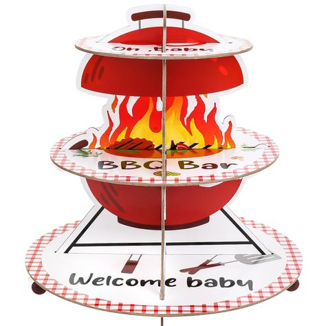 PRICES MAY VARY. 1.BBQ Shower Cake Stand Size: The top layer is about 7.2 inches in diameter, the middle layer is 9.6 inches in diameter, the bottom layer is 11.8 inches in diameter, the size enough and appropriate for you to accommodate cupcakes 2.Beautiful BBQ Design: Our cupcake holder stands are designed full of barbecue decorative print elements and baby shower theme elements, It is an ideal decorations for your BBQ themed parties, will create a festival atmosphere for your party. 3.High Qu Barbecue Themed Party, Bbq Shower Ideas, Babyque Shower Ideas Decorations, Bbq Decorations Party, Babyque Shower, Bbq Baby Shower Decorations, Bbq Decorations, Bbq Design, Bbq Party Decorations