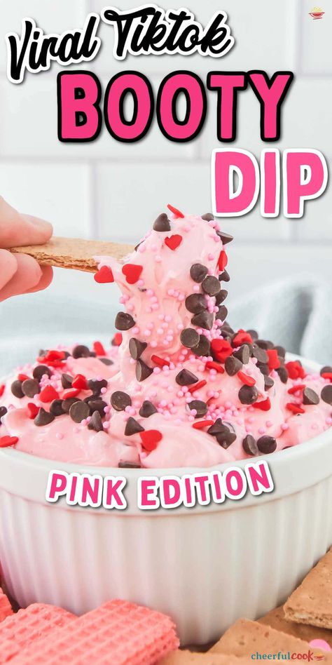 Whip up this quick, irresistible Pink Booty Dip that's perfect for any party or gathering. A creamy, sweet treat that's as fun to make as it is to eat! #CheerfulCook #BootyDip #DessertDip #NoBake #TikTok #easyrecipe Pink Color Board Food, Color Party Ideas For Adults Pink Food, Pink Dessert Charcuterie Board, Pink Colored Foods For Party, Pink And Blue Food Ideas, Pink Birthday Party Snacks, Party Dips Dessert, Pink Food Ideas Appetizers, Dessert Treats For Party