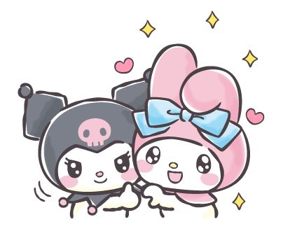 My Melody With Kuromi, Sanrio Melody And Kuromi, Kuromi And My Melody Best Friends, Kuromi And My Melody Cute Drawings, Kurumi And My Melody, Kuromi And Melody Matching Icons, My Melody And Kuromi Icons, Kurumi Y Melody, Hello Kitty Y Melody