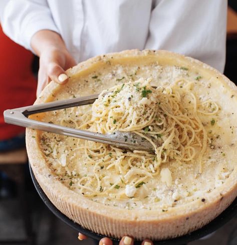 Cheese Wheel Pasta, Four Cheese Pasta, Future Chef, Cheese Wheel, Homemade Cheese, Italian Pasta, Italian Wedding, Wedding Food, Ravioli