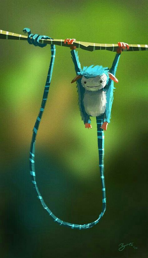 Mythical Animal Hybrids, Goro Fujita, Creaturi Mitice, Blue Monkey, 강아지 그림, Cute Fantasy Creatures, Seni 3d, Creature Drawings, Fantasy Creatures Art