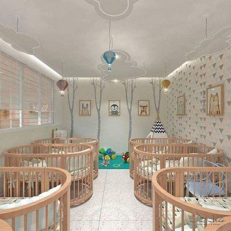 Orphanage Ideas, Daycare Interior Design, Daycare Rooms Setup, Toddler Daycare Rooms, Daycare Design Ideas, Home Daycare Rooms, Daycare Room Design, Infant Room Daycare, Daycare Room Ideas