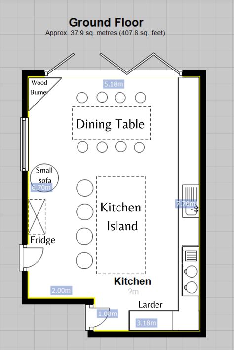 kitchen, kitchen island, kitchen inspiration, kitchen details, kitchen ideas, renovation, renovations, kitchen project, renovation project, kitchen renovation, house renovations Narrow Kitchen Diner Layout, Kitchen Diner Narrow, Rectangular Kitchen Diner Layout, Kitchen Dinning Area Ideas, Kitchen Diner Layout Ideas, Rectangle Kitchen Diner Layout, Narrow Kitchen Diner Ideas, Square Kitchen Diner Layout, Long Kitchen Diner Ideas