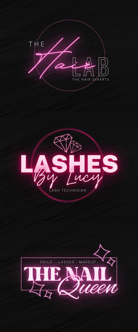 Neon Pink Logo Templates for canva Lash And Nails Business Name, Logo Design For Hair Business, Brand Names For Hair Business, Lashes Names Ideas Business, Lash Tech Name Ideas Logo, Rebranding Hair Business, Hair Stylist Logo Ideas, How To Start Hair Business, Hair Stylist Name Ideas