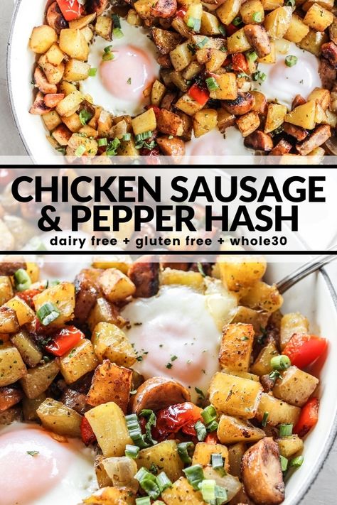 Chicken Sausage Recipes Healthy Clean Eating, Chicken Apple Sausage And Potatoes, Breakfast With Chicken Ideas, Chicken Apple Sausage Recipes Breakfast, Chicken Sausage And Eggs, Chicken Sausage Meal Ideas, Chicken For Breakfast Ideas, Dinner Recipes With Peppers, Chicken Sausage Breakfast Recipes