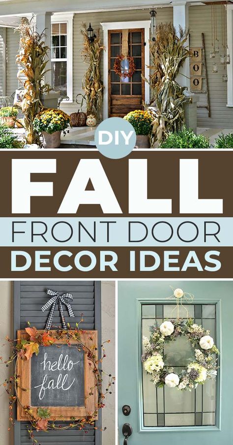 DIY Fall Front Door Decor Ideas • The Garden Glove Front Door Fall Decor Ideas, Fall Door Mats, Door Hangers Fall, Door Decor Diy, Front Door Display, Front Door Decor Ideas, Door Decor Ideas, Fall Front Door Decor, Fall Door Decor