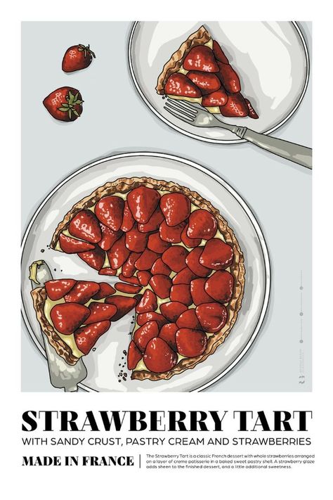 Strawberry Tart Poster | Art Print | Food Poster | Wall Art | Kitchen Decor | Illustration | French Food | Hand Drawn

Strawberry Tart poster or art print. Hand drawn wall decor for fellow food lovers. Perfect for kitchen or dining room decor. Strawberry Poster, Drawn Strawberry, Cafe Kitchen Decor, Classic French Desserts, Food Prints, Affiches D'art Déco, Strawberry Art, Strawberry Tart, Decor Illustration