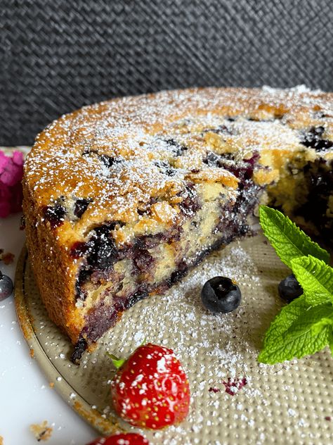 Gluten-Free Blueberry-Lemon Cake | Gluten-Free by Jan Gluten Free Blueberry Dump Cake, Gluten Free Moon Cakes, Gluten Free Blueberry Bundt Cake, Gluten Free Blueberry Lemon Bread, Gluten Free Lemon Blueberry Cake, Blueberry Lemon Cake Dairy Free, Blueberry Torte, Air Fryer Cake Recipes, Gluten Free Popcorn