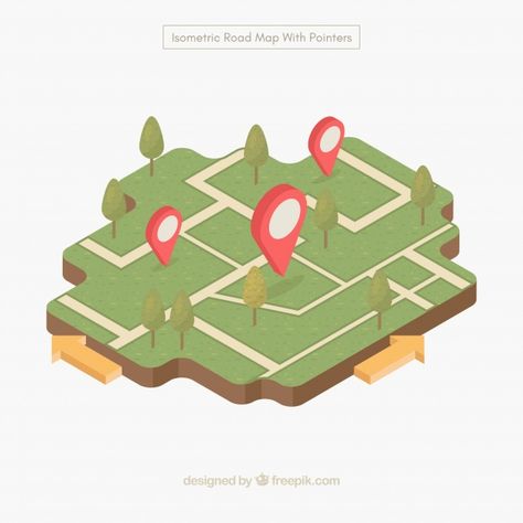 Isometric Map Illustration, Map Location Design, Location Map Design Graphics, Map Graphic Design, Road Map Design, Hazard Map, Map Illustrations, Cartoon Map, Isometric Map