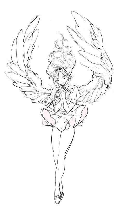 Angel reference for digital and traditional artist Types Of Angel Wings, Person With Wings Drawing Reference, Wing Types, Poses Anime, Wings Drawing, Angel Drawing, Siluete Umane, 캐릭터 드로잉, Gesture Drawing