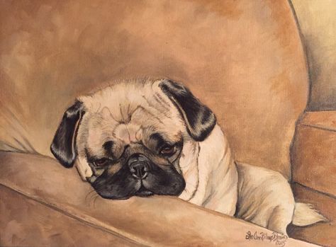 Pet Portraits , acrylic on canvas, pug by Lee Ann Billups Blevins , pet painting Pug Canvas Painting Easy, Portraits Acrylic, Pug Painting, Pug Art, Lee Ann, Mini Canvas Art, Mini Canvas, Animal Paintings, Dog Art