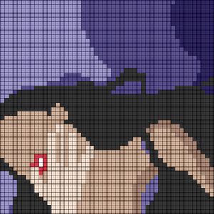 Alpha pattern #157488 | BraceletBook Bridgerton Pixel Art, Pixel Face Art, Olivia Rodrigo Crochet Tapestry, South Park Alpha Pattern, Olivia Rodrigo Alpha Pattern, Olivia Rodrigo Perler Beads, Crochet Olivia Rodrigo, Album Cover Perler Beads, Pixel Album Cover