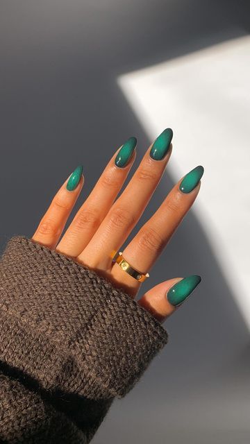 𝗖𝗲𝗿𝗶𝘀𝗲 ♡ on Instagram: "irrevocably in love w thesee 🌲🛻✨ sponges, brushes & acetone linked in my storefront under ‘nail art’* *affiliate using @OPI black onyx, leaf by example, im yacht leaving _____ #Nails #nailart #naildesigns #nailtrends #nailinspiration #nailinspo #nailideas #naturalnails #diymanicure #diynails #fallnails #fallmood ##fall2023 #fallbeauty #90sfashion #indiesleaze #twilight #halloweennails #aestheticnails #nailartvideos #auranails #ombrenails #gradientnails #beautyhacks #nailvideos #satisfying" Dark Green Ombré Nails, Twilight Nails Ideas, Fall Green Nails 2024, Dark Green Aura Nails, Hozier Nails Ideas, Nail Art Trends 2024, Simple Nails Solid Colors, Twilight Inspired Nails, Twilight Nails Aesthetic