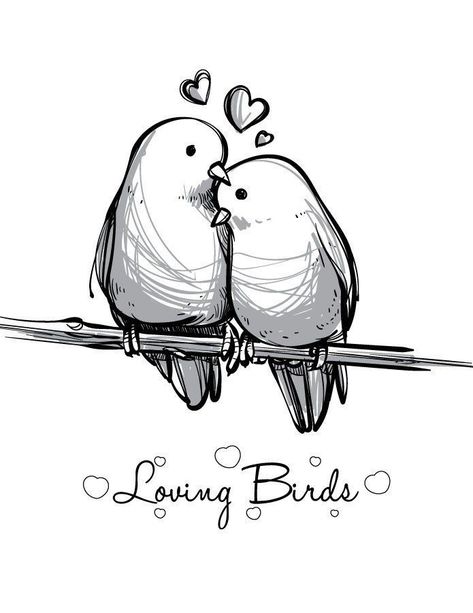 💙🕊 Love Birds Drawing, Valentine Drawing, Valentines Day Drawing, Wallpaper Iphone Lucu, Bird Coloring Pages, Desen Anime, Love Bird, St Valentin, Trik Fotografi