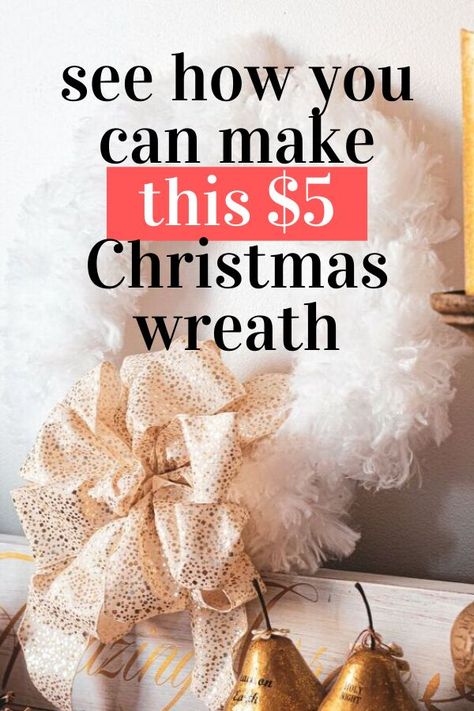 Repurpose dollar store dusters for this easy and quick Christmas wreath on a budget. Creative inexpensive wreath to decorate your living room fireplace mantel or outdoor porch for the Holidays. Give your neighbors white Christmas with this dollar tree fluffy wreath idea. White Feather Wreath For Christmas, Real Christmas Wreaths, White Fur Christmas Wreath, Glam Fur Christmas Wreaths, White Fur Christmas Wreath To Make, Fluffy Snowman Wreath, White Fur Xmas Wreath, Inexpensive Wreaths, Plain Wreaths