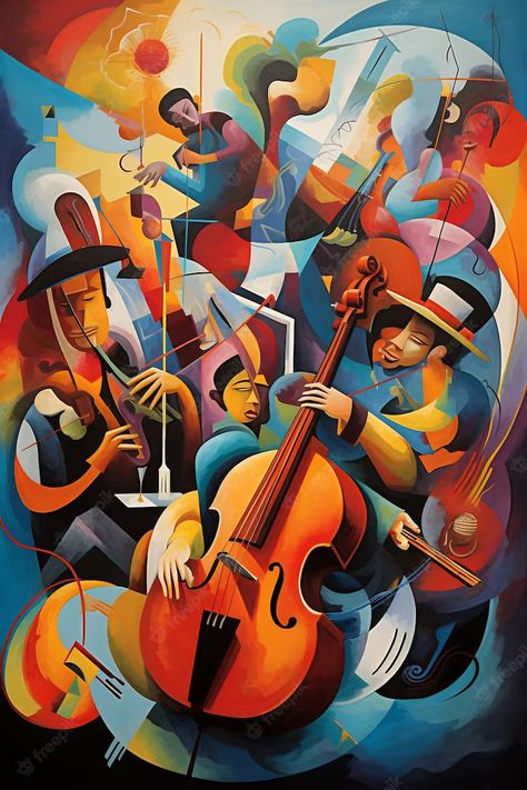 Music Guitar Art, Violin Painting, Playing A Violin, Music Art Painting, Surreal Collage Art, Violin Art, Instruments Art, Musician Art, Jazz Art