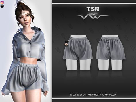 busra-tr's PJ SET-159 (SHORT) BD553 Sims 4 Pj Set, Sims 4 Pj, Sims 4 Clothing Sets, Cc Clothing, Los Sims 4 Mods, Clothes Cc, Sims 4 Tsr, Sims Clothes, The Sims 4 Pc