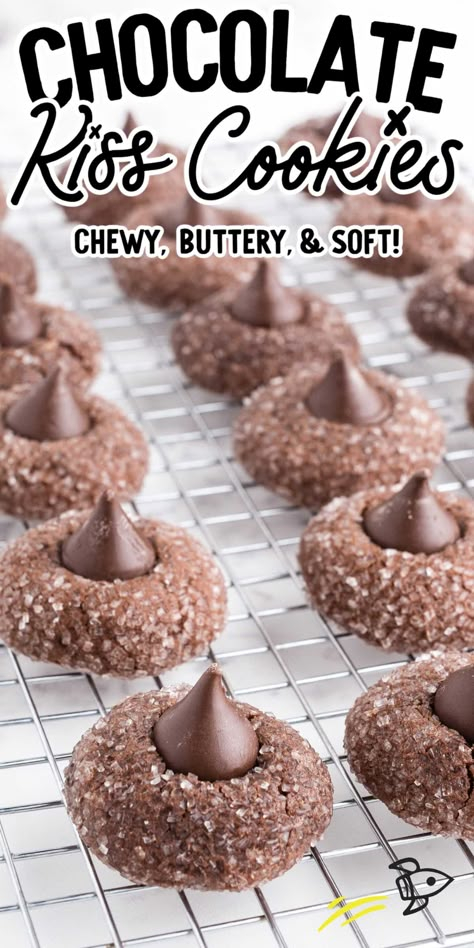 Kiss Cookie Recipe, Chocolate Kiss Cookies, Hershey Kiss Cookies, Chewy Chocolate Cookies, Kiss Cookies, Chocolate Cookie Dough, Blossom Cookies, Chocolate Sugar Cookies, Sugar Cookie Dough