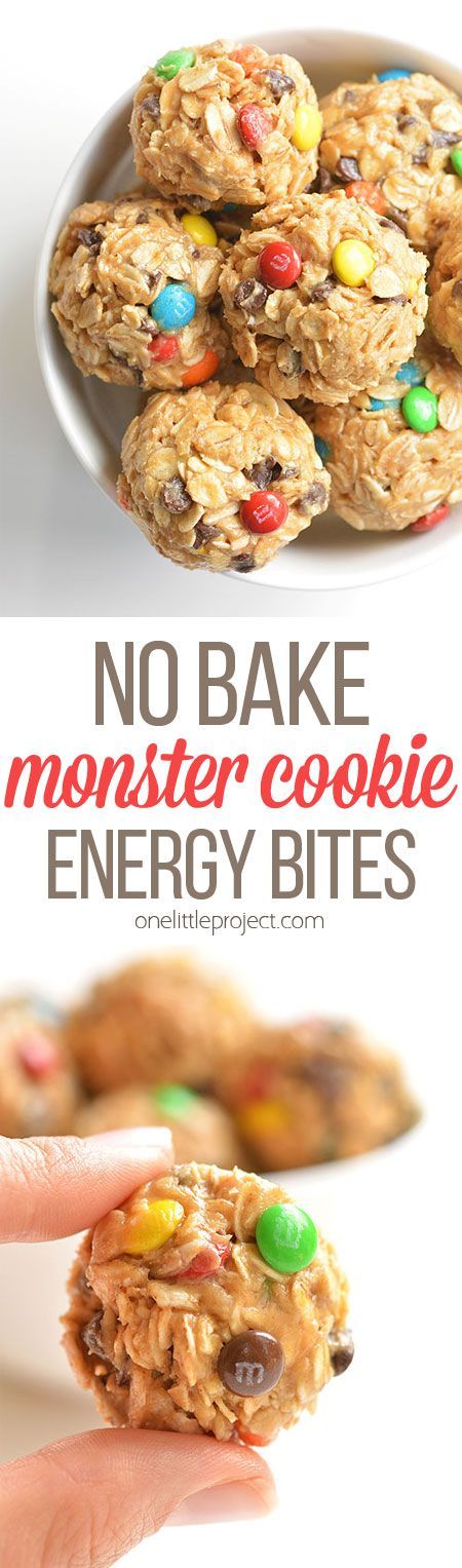 These no bake monster cookie energy balls are so easy to make and they taste DELICIOUS! They're a perfect afternoon snack and they actually fill you up! Monster Cookie Energy Balls, Weight Watcher Desserts, Healthy Afternoon Snacks, Cookies Healthy, Monster Cookie, Low Carb Dessert, Afternoon Snack, Energy Balls, Energy Bites