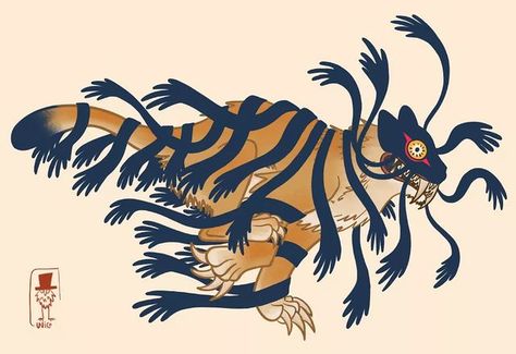 #dreamtiger on Instagram | Hashtags Old Hag, Cool Monsters, Tiger Art, Fantasy Creatures Art, Scary Art, Mythological Creatures, Art Prompts, Creature Concept Art, Creature Concept