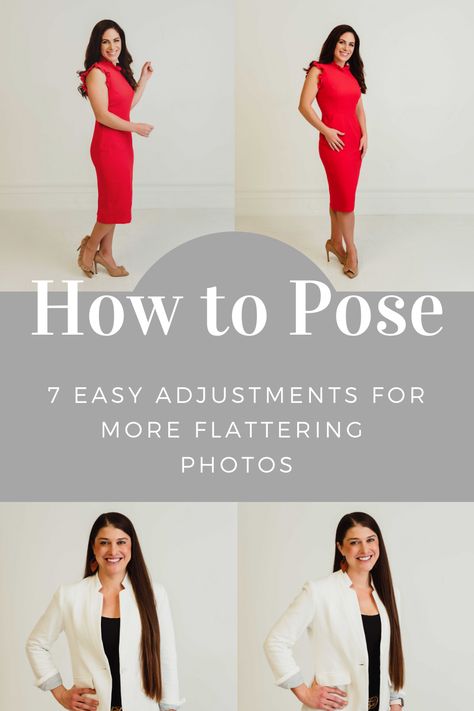 Best Picture Poses Women, Business Casual Poses For Women, Headshots Women Photographer, Pose In Group Photos, Portrait Posing For Women, How To Stand In A Group Photo, Casual Headshots Women Studio, Womens Headshot Poses, Brand Photoshoot Ideas Plus Size