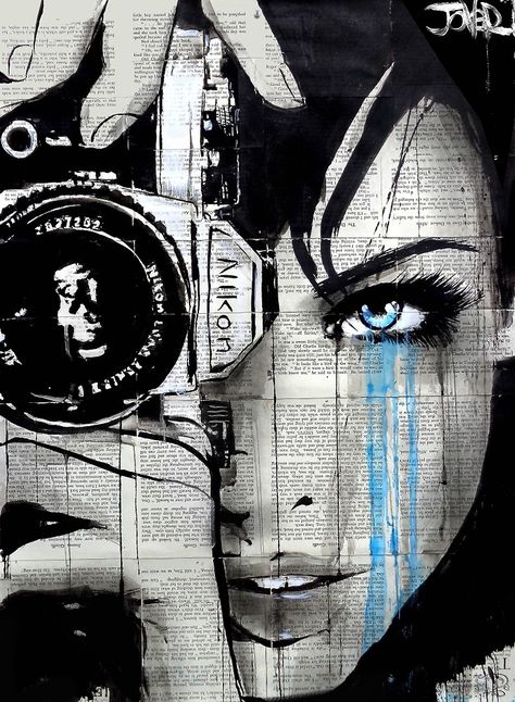 one shot by #LouiJover - Debbye Reis Collection Loui Jover, Newspaper Art, One Shot, Newspaper, Saatchi Art, I Love, Blue, Art