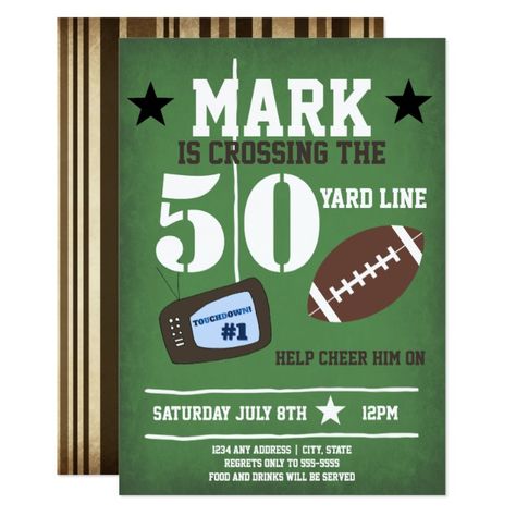 Tailgate Birthday Party, 50th Birthday Invitation, Football Birthday Party, Western Birthday, Football Tailgate, Football Theme, 50th Birthday Invitations, 50th Birthday Cards, Football Themes