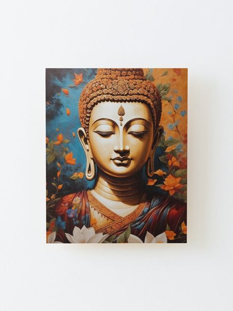 Wall-ready birch plywood print 1/4 inch (6mm) thick with rounded corners Wood grain may be visible through print Mount directly to the wall using 3M tabs Wood spacer helps print stand out 3/4 inch (2cm) from the wall. Lord Gautam Buddha Art, Digital Art, painting. Lord Buddha Paintings, Buddha Canvas Art, Buddha Canvas, Digital Art Painting, Gautam Buddha, Lord Buddha, Buddha Painting, Art Digital Art, Buddha Art