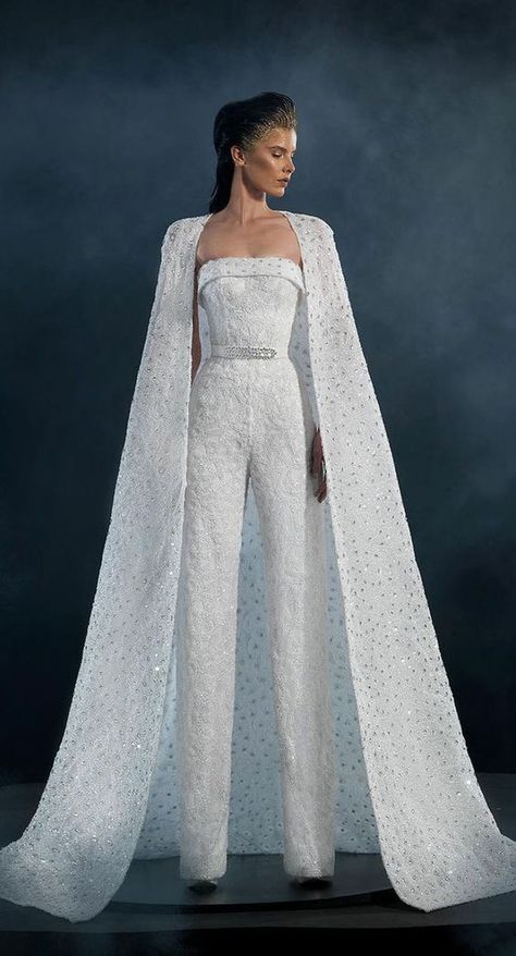 4d6e4749289c4ec58c0063a90deb3964desc46631295ri Dress High Fashion, Jumpsuit Wedding Dress, High Fashion Wedding Dress, Wedding Pantsuit, Bridal Jumpsuit, Wedding Jumpsuit, Bridal Cape, Allure Bridal, فستان سهرة