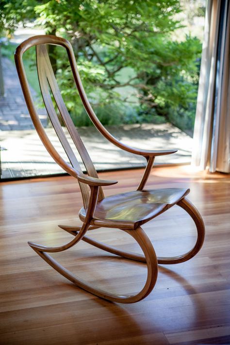 David Haig Rocking Chair — David Haig Rocking Chair Design Story Metallic Chair Design, Rocking Chair Design, Unique Chairs Design, Rocking Chair Plans, Modern Rocking Chair, Wooden Rocking Chairs, Wood Rocking Chair, Furniture Design Inspiration, Rocking Chair Set