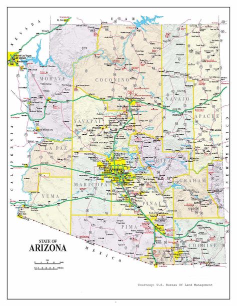 Detailed+Arizona+Map Free Sunday School Printables, Benson Arizona, Map Of Arizona, Sunday School Printables, Highway Map, Arizona Map, Arizona Adventure, Yuma Arizona, North America Map