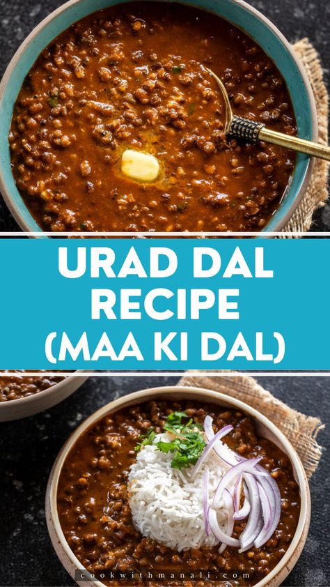 This one-pot Urad Dal recipe makes a creamy and comforting bowl of dal. Black lentils are flavored with spices and cooked with an onion and tomato masala in a pressure cooker. Black Dal Recipe, Indian Lentil Recipes, Urad Dal Recipes, Lentil Recipes Indian, Indian Cuisine Recipes, Indian Lentils, Food Feast, Stovetop Pressure Cooker, 2023 Recipes