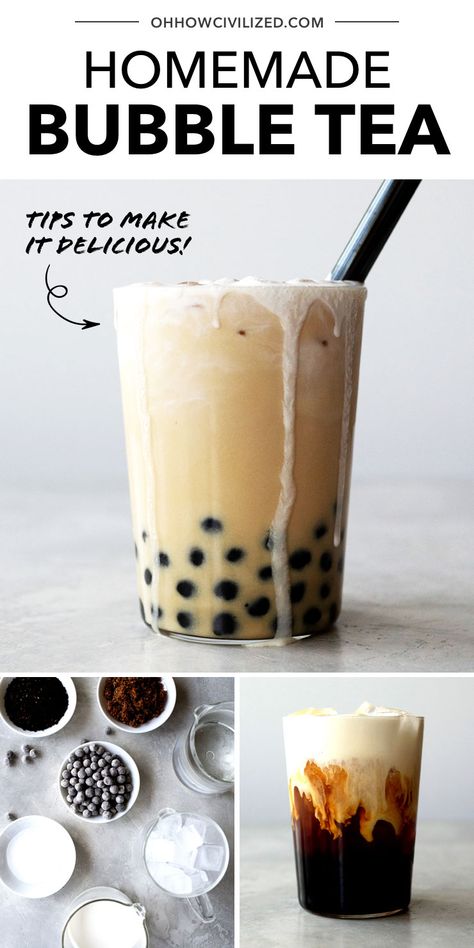 The best homemade bubble tea! #bubbletea #bobatea #boba Easy Bubble Tea Recipe, Homemade Bubble Tea, Tea Sommelier, Homemade Boba, Bubble Tea At Home, Tea Guide, Homemade Tea Recipes, Boba Tea Recipe, Boba Recipe